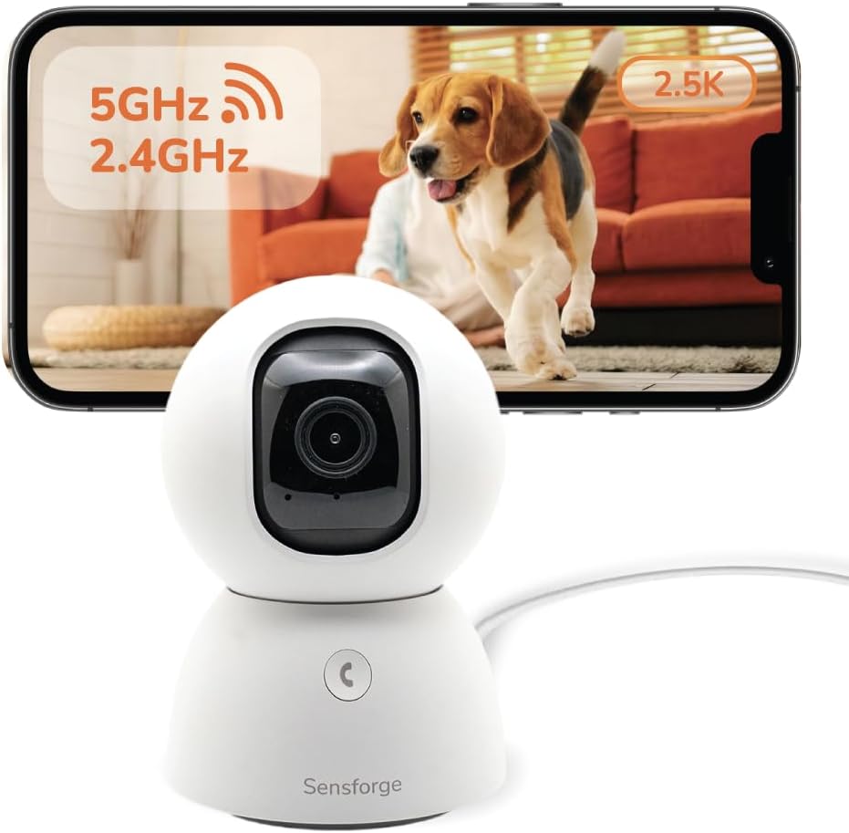 SensForge Cámara de seguridad panorámica de 2.5K para interiores, c...