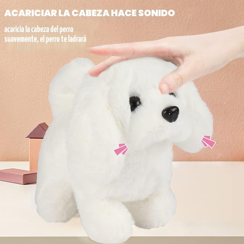 Hopearl Perro caminando Bichon juguete interactivo de peluche elect...