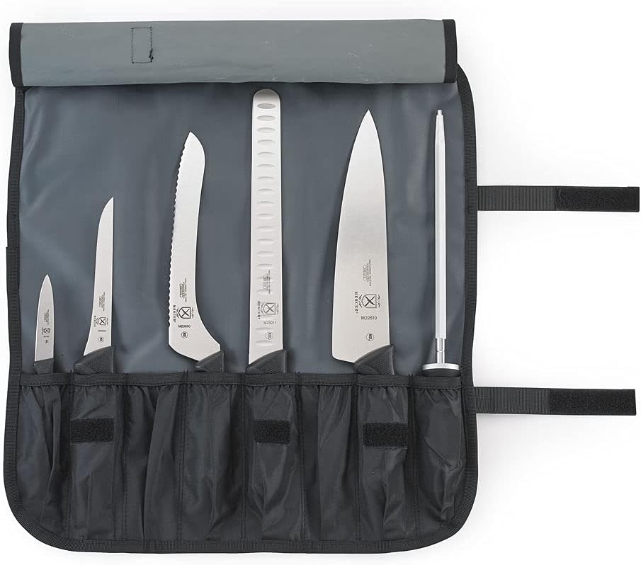 Mercer Culinary Millennia - Juego de 7 rollos de cuchillos, color n...