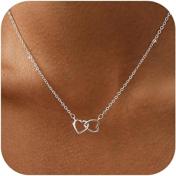 JIKASI Collar de corazón para mujer, delicado chapado en oro de 14...