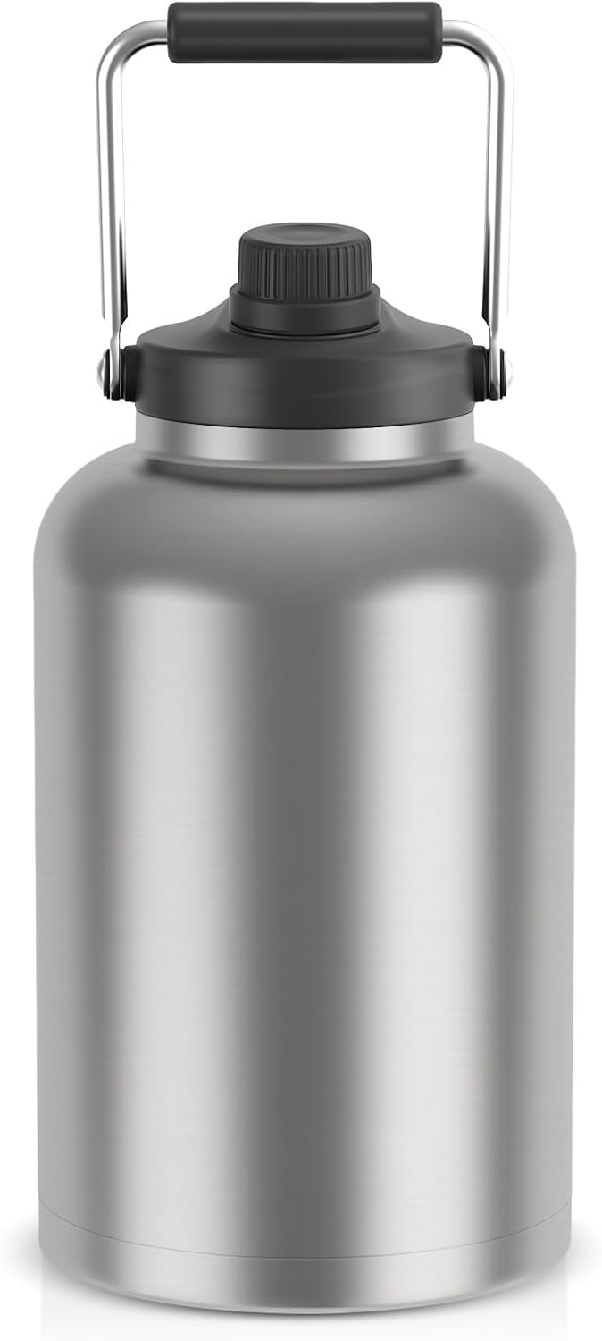 Luxgola Jarra de agua de 1 galón, botella aislada grande de acero i...
