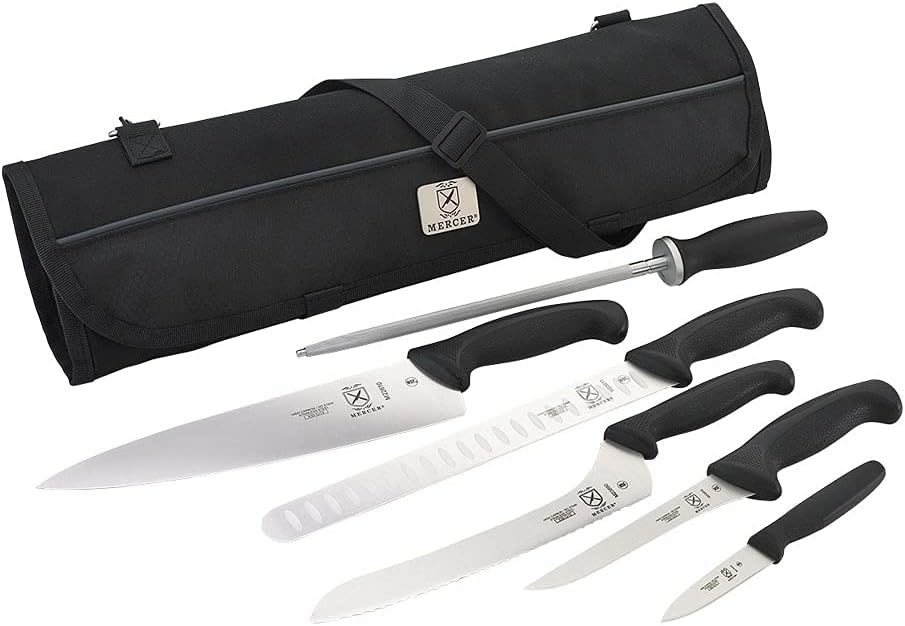 Mercer Culinary Millennia - Juego de 7 rollos de cuchillos, color n...