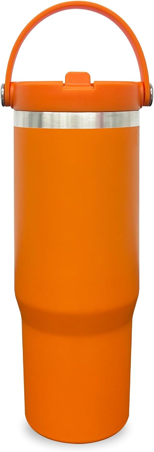 Vaso de 30 onzas con asa, vasos aislados al vacío de doble pared co...