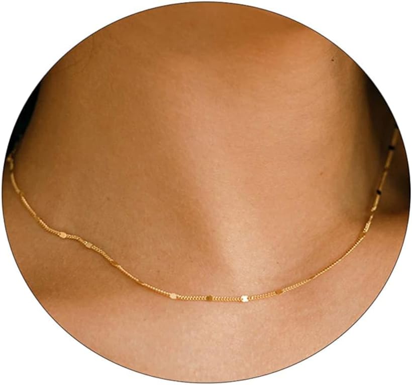 BERISO Collar de Gargantilla Chapado en Oro\/Plata de 14K para Muje...