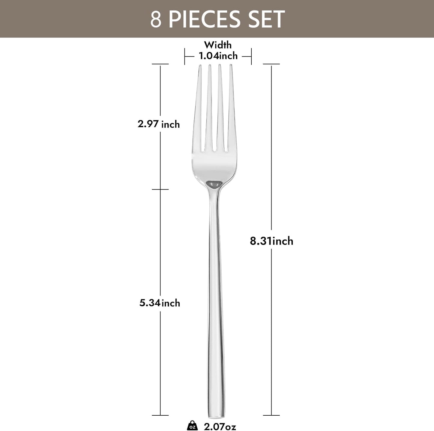 KINGSTONE Juego de tenedores de cena de 8 piezas, tenedores de acer...