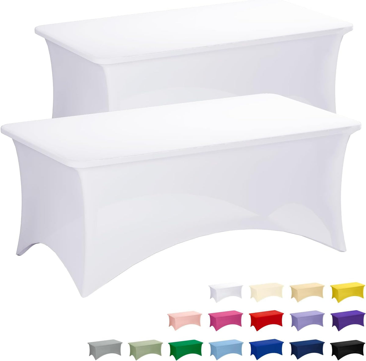 Fixwal Paquete de 2 manteles rectangulares de elastano ajustables d...