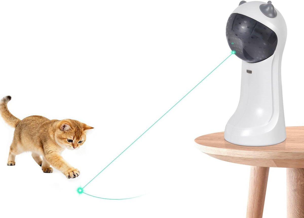 TBTeek Juguete automático para gatos con luz verde, 5 patrones dive...