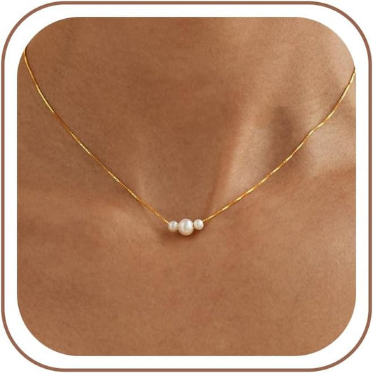 Decholly - Collares de perlas doradas para mujer, a la moda. Collar...