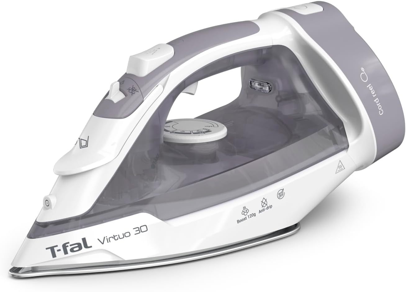 T-Fal Virtuo Plancha de vapor para ropa con cable retráctil, planch...