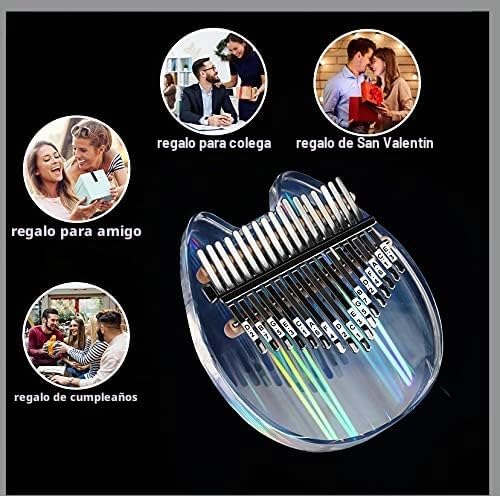Beveetio Kalimba de Pulgar Transparente con Estuche Protector Eva,...