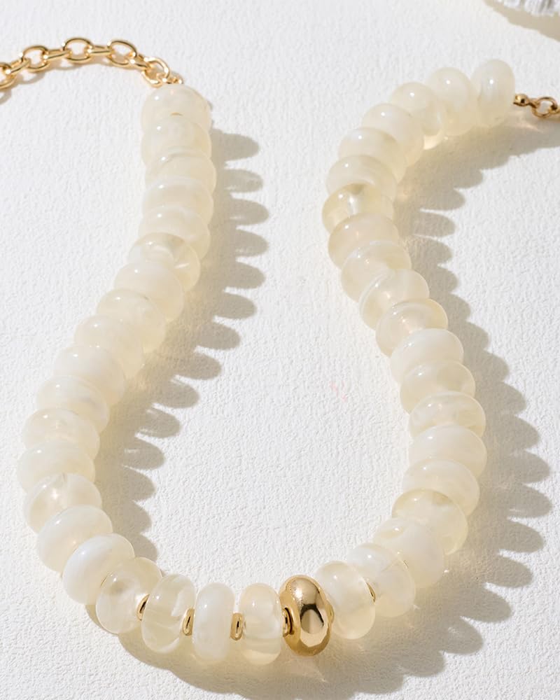 FAUTHENTICUTE Gargantilla de cuentas gruesas para mujer, collar lla...