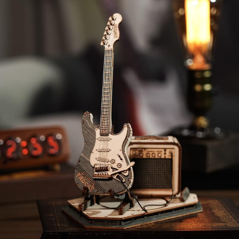 ROKR Rompecabezas 3D de madera para guitarra de adultos, kit de mod...