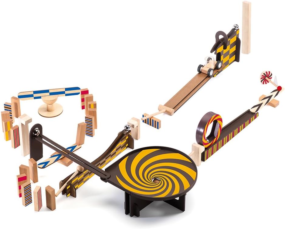 DJECO 35643 - Juego de construcción de dominó de madera, 45 piezas