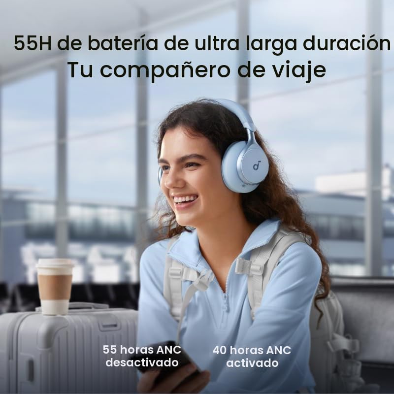 Soundcore by Anker, Space One, auriculares con cancelación activa d...