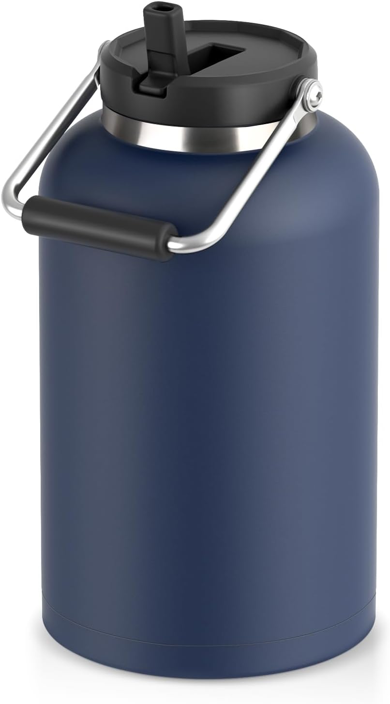 Luxgola Jarra de agua de 1 galón, botella aislada grande de acero i...
