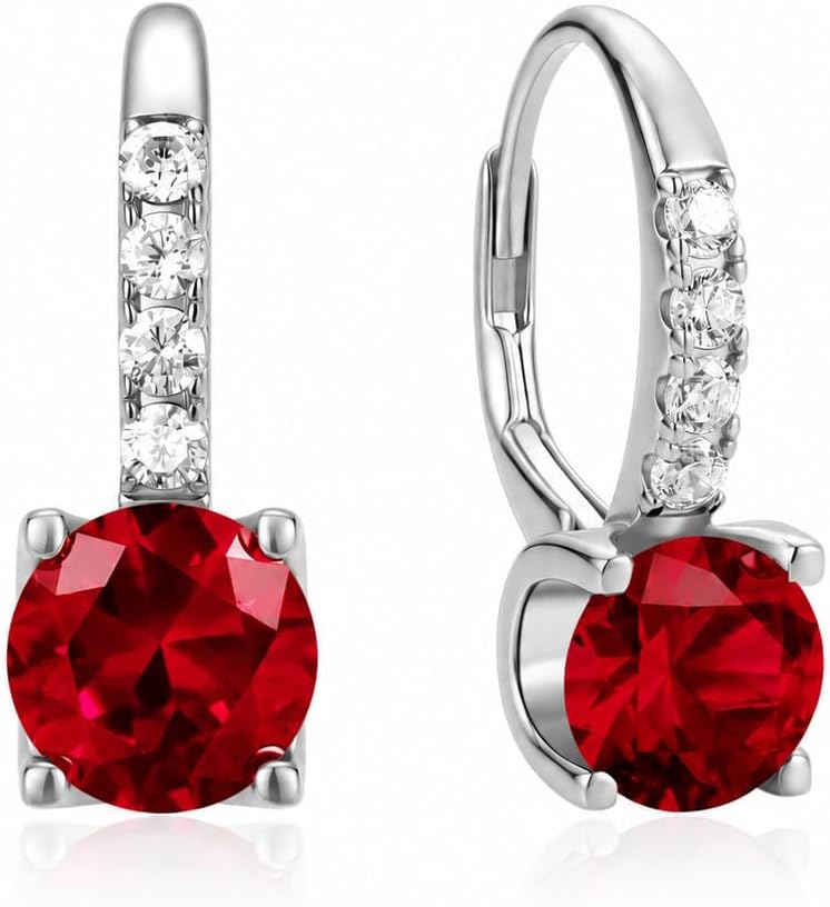 FANCIME Pendientes colgantes con piedra natal para mujer de plata d...