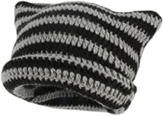 Gorros de ganchillo para mujer, gorro de gato vintage, gorro de zor...