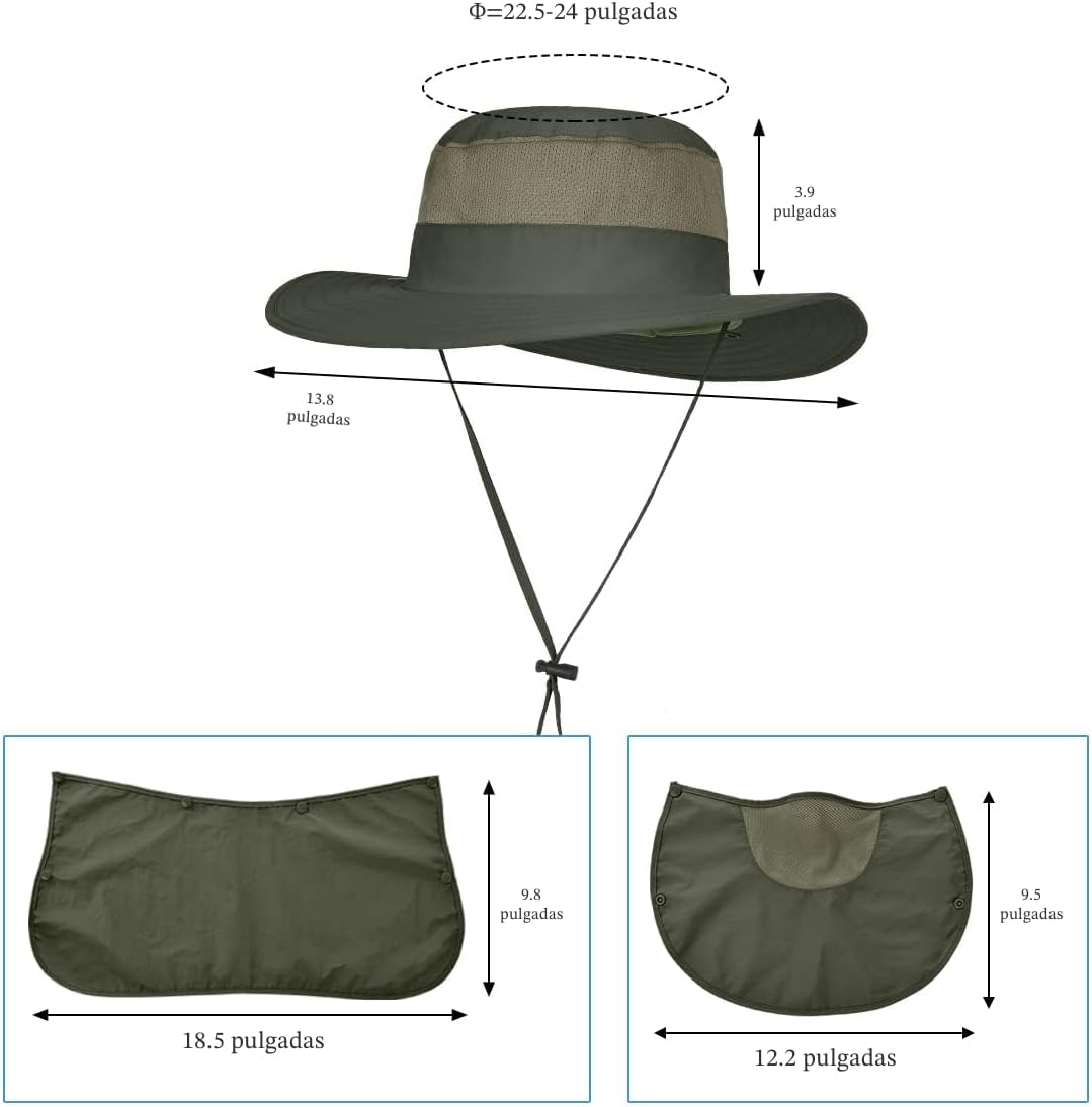 Paquete de 3 sombreros de pesca de ala ancha para hombre, protecció...