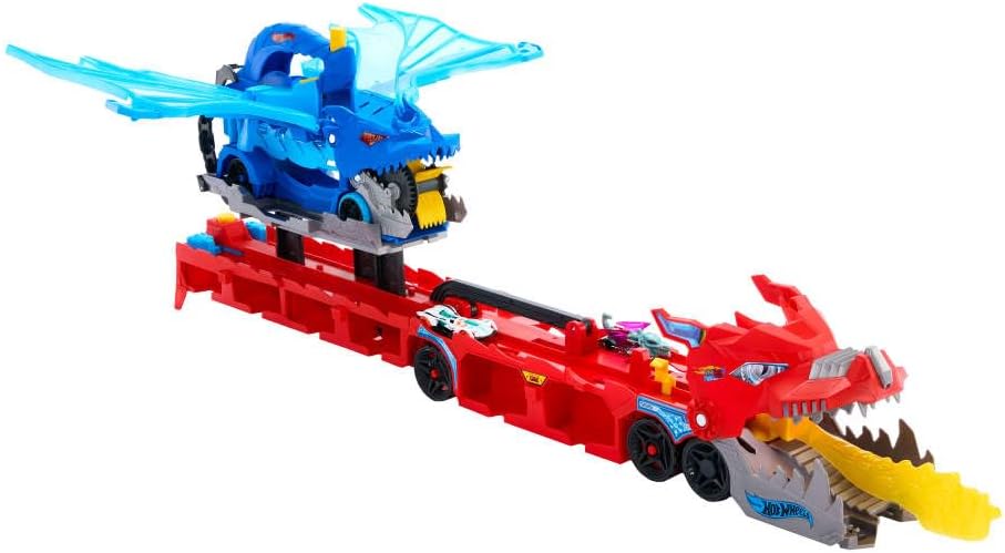 Hot Wheels City Toy Car Track Set, Ultimate Dual Dragon Transporter...