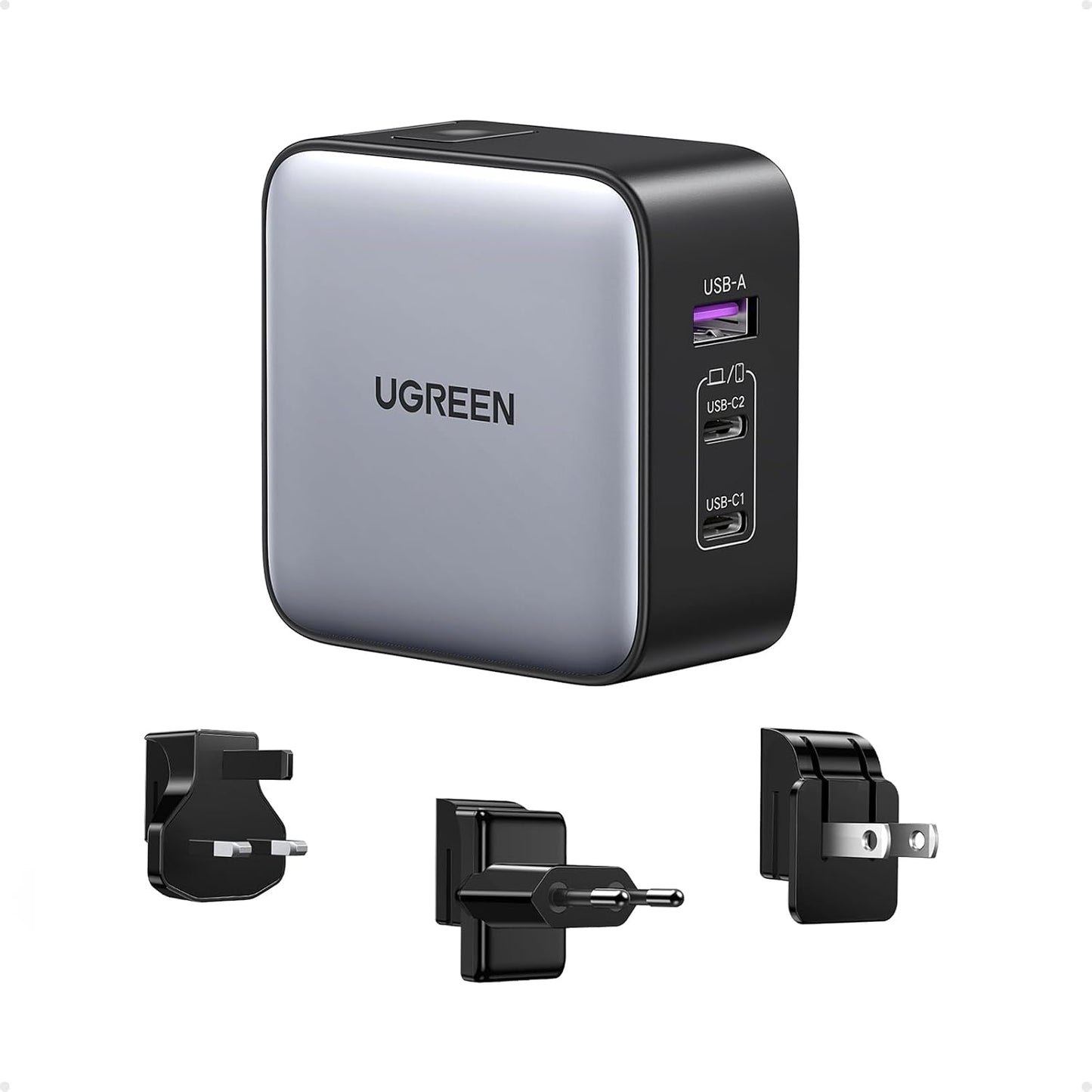 UGREEN Adaptador de viaje USB C de 65 W, cargador rápido plegable c...