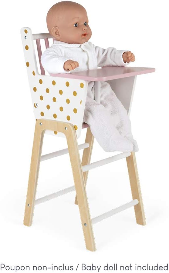 Janod - Silla alta Candy Chic de madera para muñecas de bebé a part...