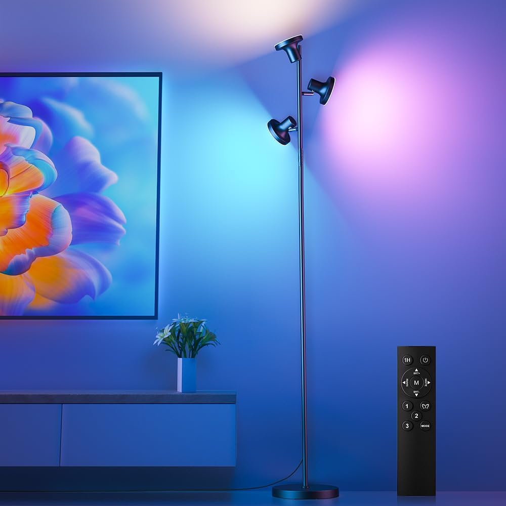 SIBRILLE - Lámpara de pie RGB, lámpara de pie LED brillante de 36W...
