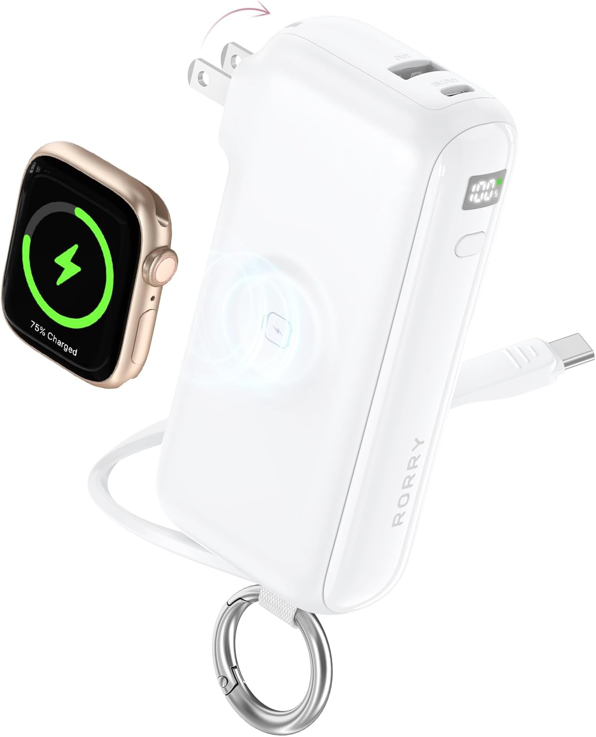 RORRY Cargador portátil de flujo 10000mAh 40W enchufe de pared Banc...