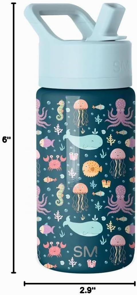 Simple Modern Kids Summit - Botella de agua con tapa con pajilla, v...
