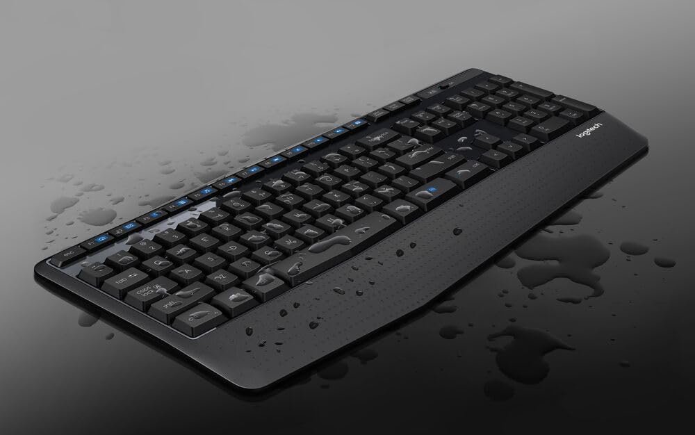Logitech Teclado inalámbrico de tamaño completo K345 con reposamano...
