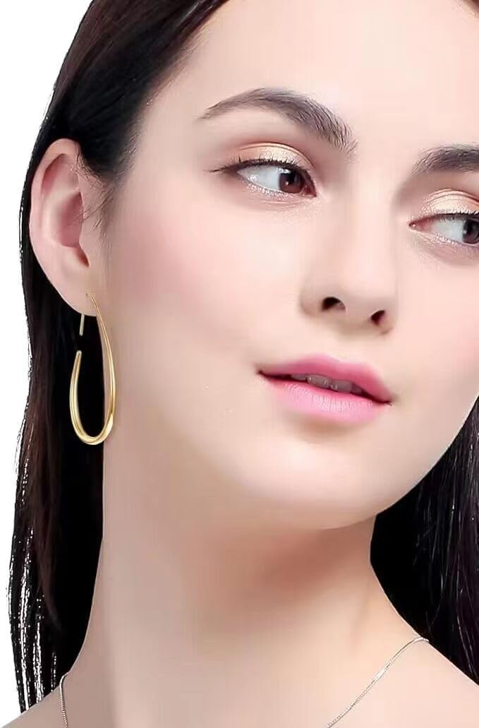 Aretes de aro ligeros con forma de lágrima para mujer, chapados en...