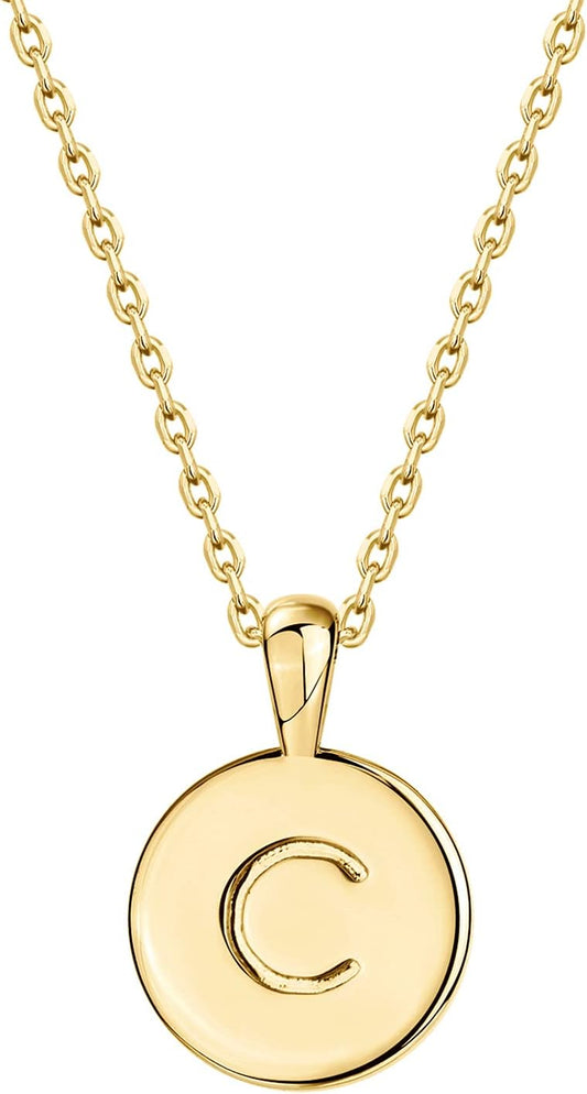 PAVOI - Collar con dije de letra inicial chapado en oro de 14 quila...