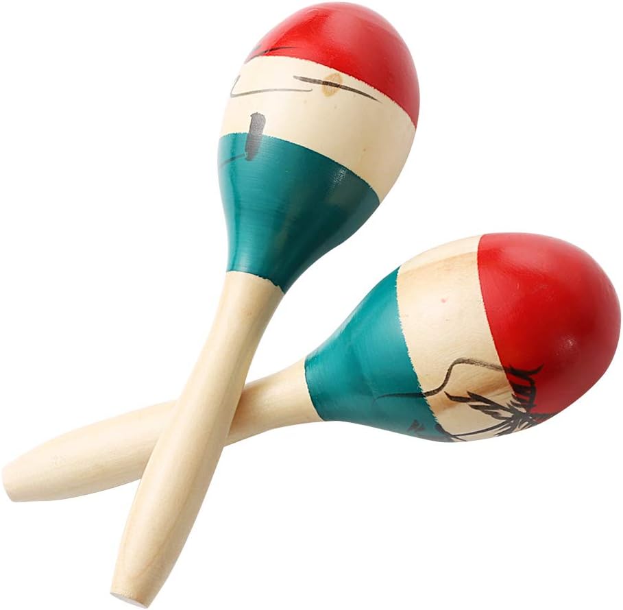 Maracas Rumba De Madera Colorida Grande Musical Shakers Sonajero Ma...