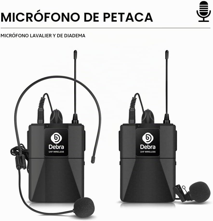 Debra Audio Pro UHF Sistema de micrófono inalámbrico de 4 canales c...