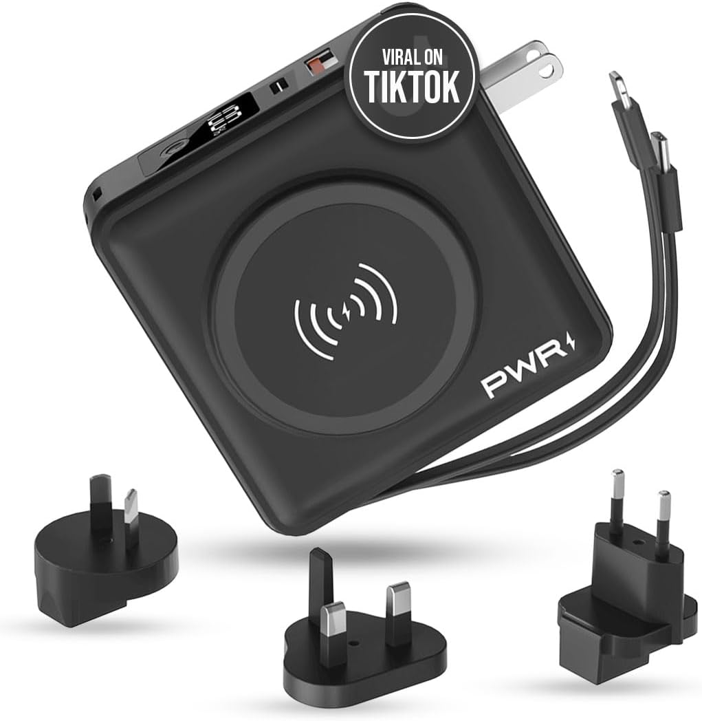 PWRMobile PWR Travel PRO - Banco de energía 5 en 1, 10,000 mAh con...