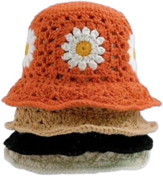 HCBLWY Sombrero de pescador de ganchillo hecho a mano, plegable, go...