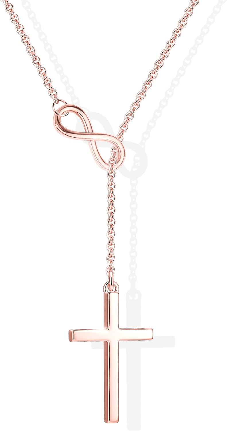 Poxtex Collar de cruz infinita para mujer, delicado collar con colg...