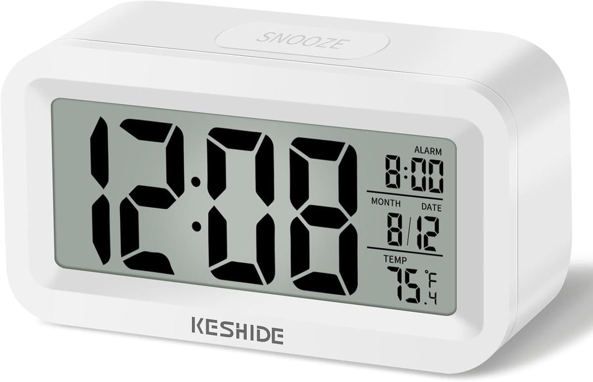 KESHIDE Reloj despertador digital de viaje, funciona con pilas, con...
