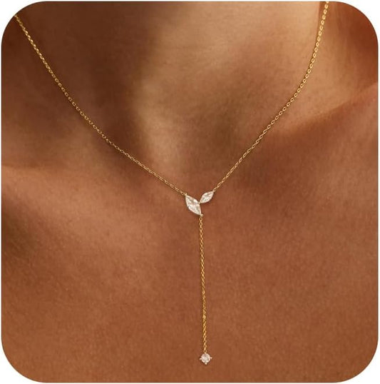 FUCJOEE Collar de oro para mujer, delicado collar largo de Lariat c...