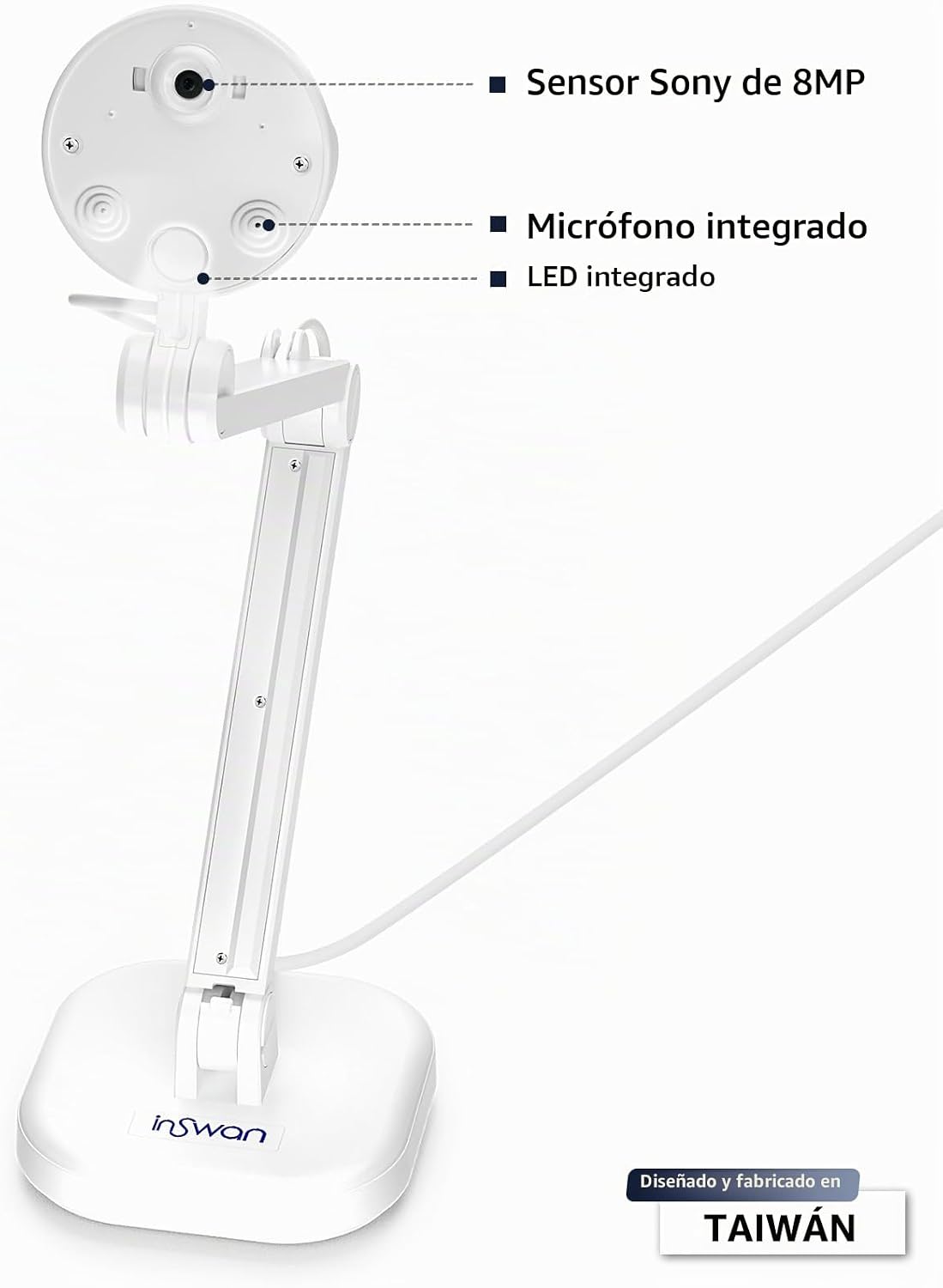 Cámara de documentos USB INSWAN INS-1 \u2014 8MP Ultra HD, enfoque...