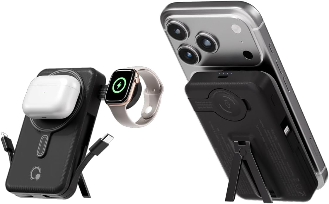 Q Cargador portátil inalámbrico magnético de 10,000 mAh, batería ex...
