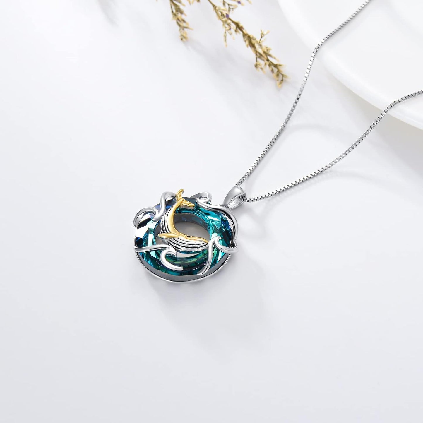 TOUPOP Collar de tortuga marina para mujer, plata de ley con tema o...