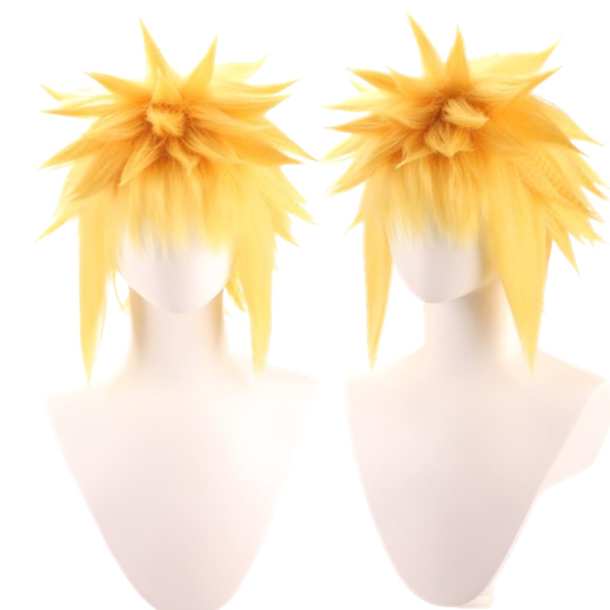 Peluca corta y esponjosa rubia dorada masculina de héroe anime, cos...