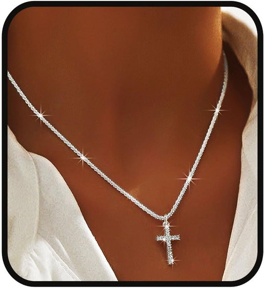Yalice Collar brillante de plata de ley 925 con cadena delicada en...