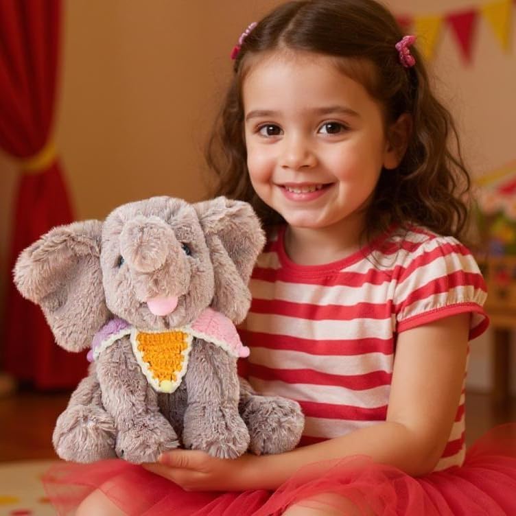 Hopearl Adorable elefante de peluche con babero de punto colorido y...
