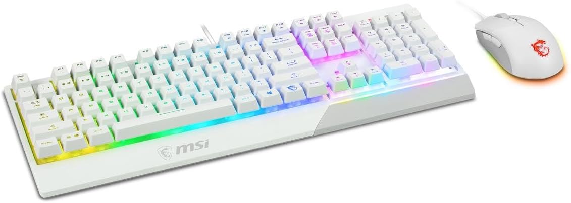 MSI Vigor GK30 Combo Blanco, Teclado para Juegos GK30 RGB de 6 Zona...