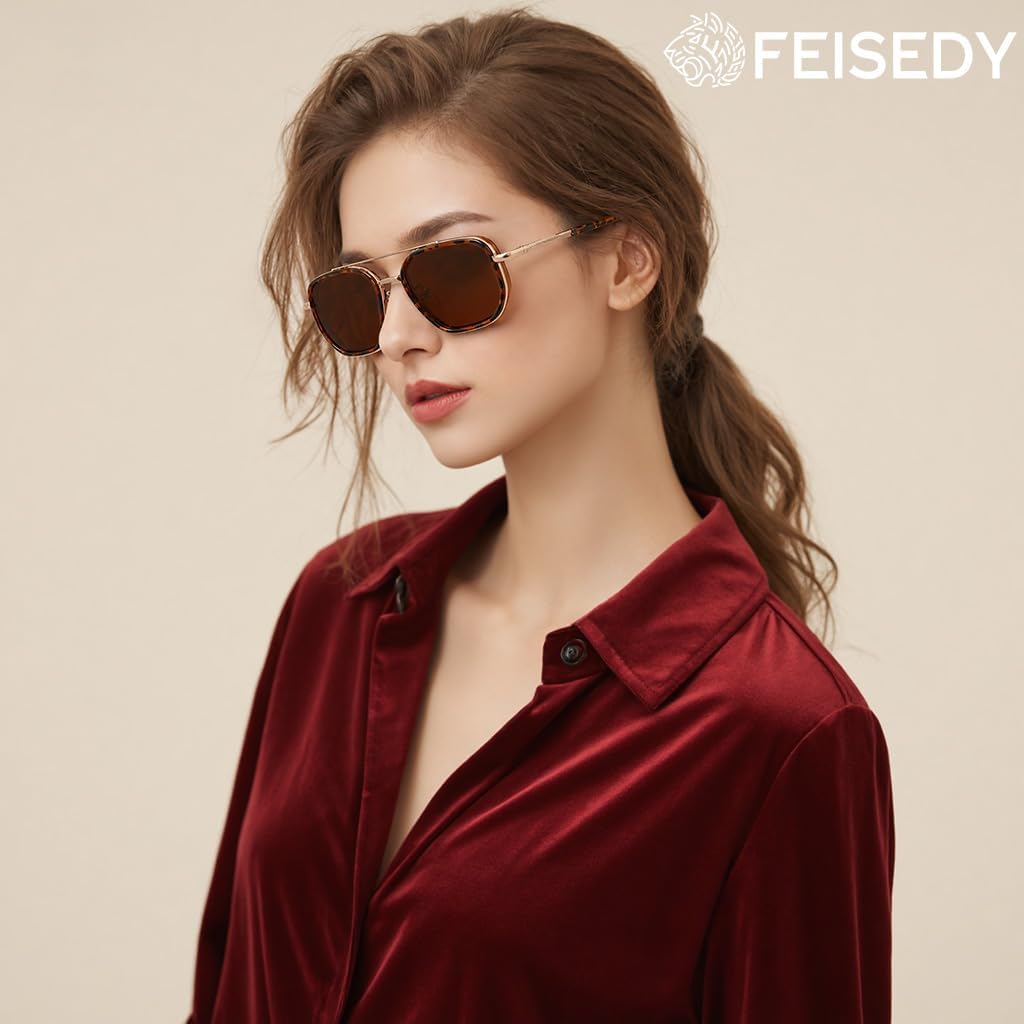 FEISEDY - Lentes de sol polarizados estilo aviador para hombres, ma...