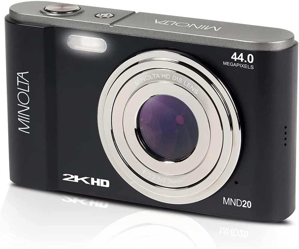 Minolta MND20-BK - Cámara digital Ultra HD de 44 MP 2.7K, paquete n...
