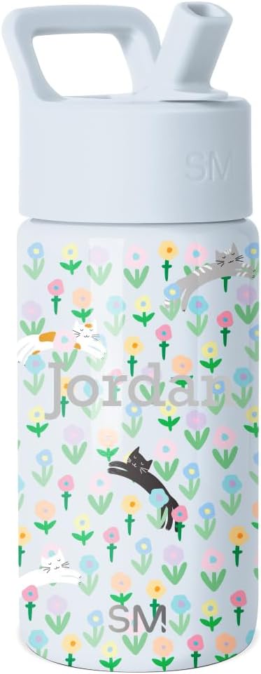 Simple Modern Botella de agua personalizada para niños, 14 onzas, g...