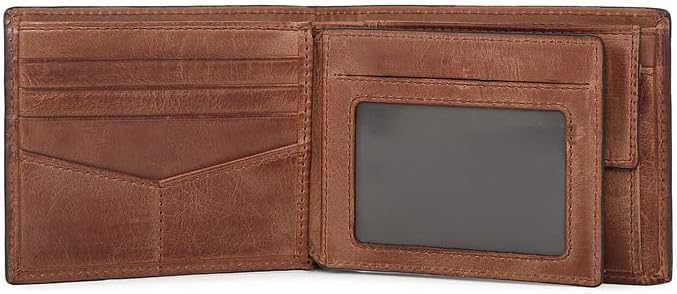 Cartera de piel Fossil para hombre, Derrick, plegable, con bloqueo...