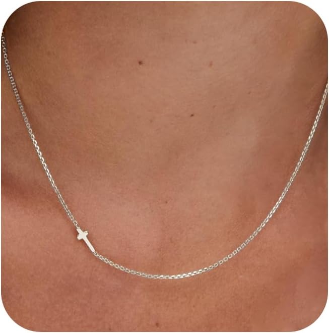 zvcofun Collar de cruz para mujer, delicado colgante de cruz chapad...